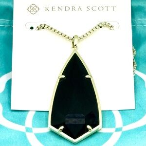 Kendra Scott Black Pendant Long Gold Necklace